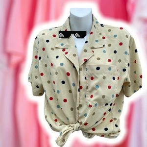VTG 80s LIZ CLAIBORNE PETITES 2 POLKA DOTS SHORT S